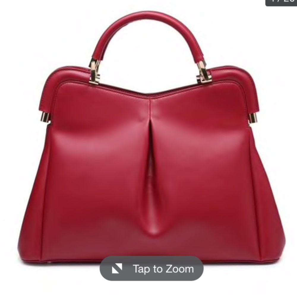 Burgundy Segolene En Cuir Satchel Handbag